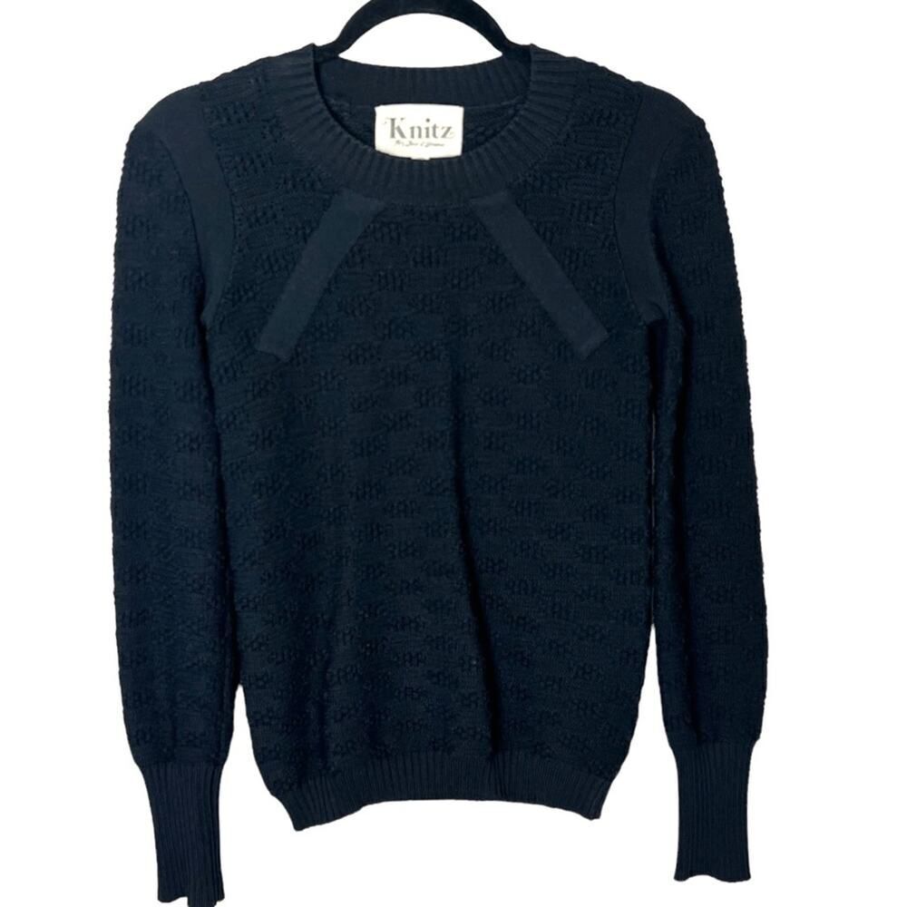 For Love & Lemons Knitz Crewneck Sweater Black Sz XS